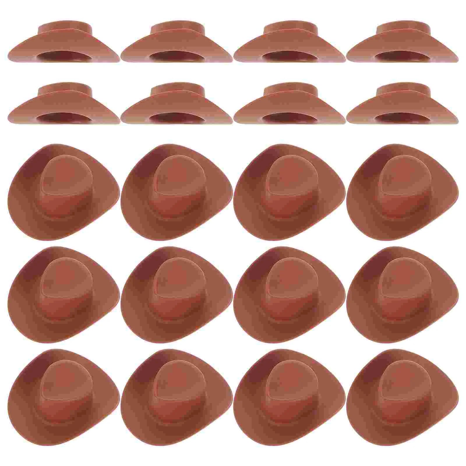 20 Pcs White Cowboy Hat Toys for Girls Mini Miniature Pet Hats Plastic Decor Tiny Miss
