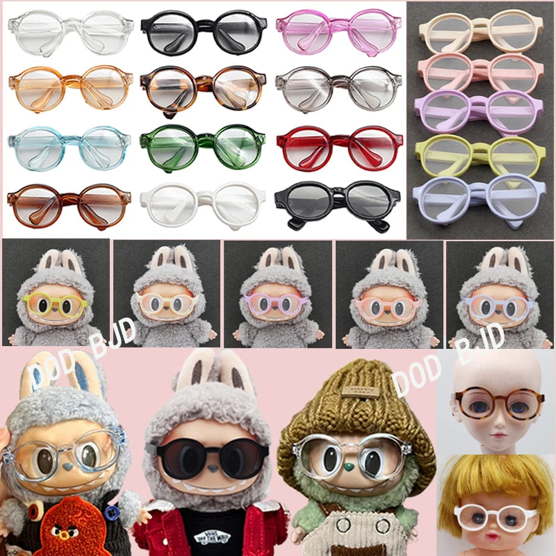 Labubu Glasses  6.5cm Cute Plastic Glasses for 17cm Labubu Macaron and 60cm BJD Dolls and 1/3 BJD Dolls Toy Glasses Accessories