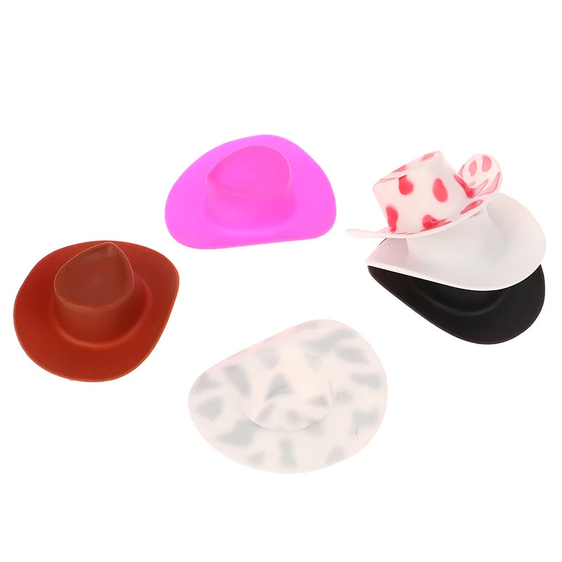 10Pcs Miniature Plastic Doll Hat Western Cowboy Hat Cowgirl Hat For Dolls Decoration Accessories