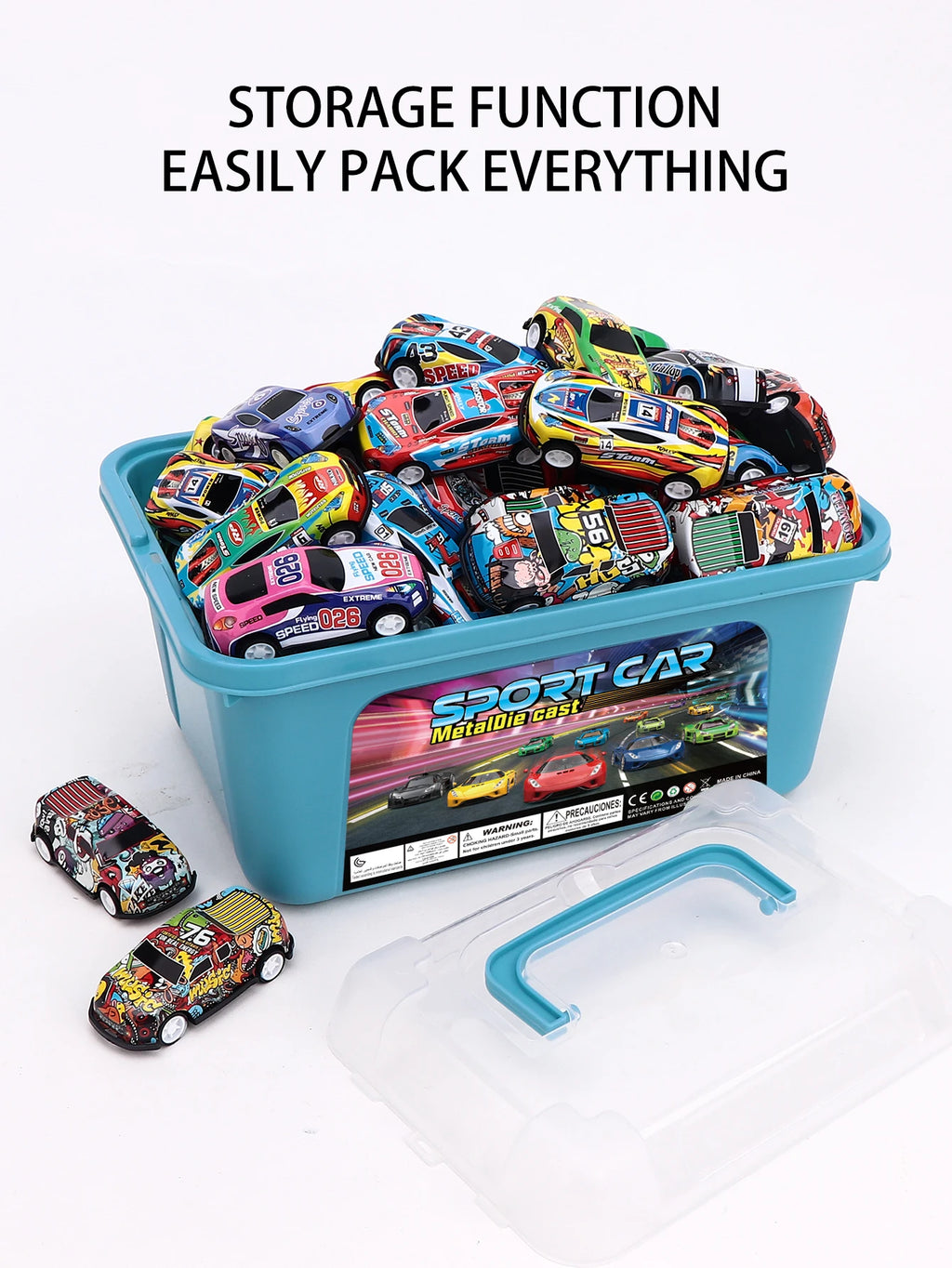 24PCS, 36PCS, 52PC, Car Toy Gift, Friction Return Alloy Racing Children's Car Toy with Storage Box