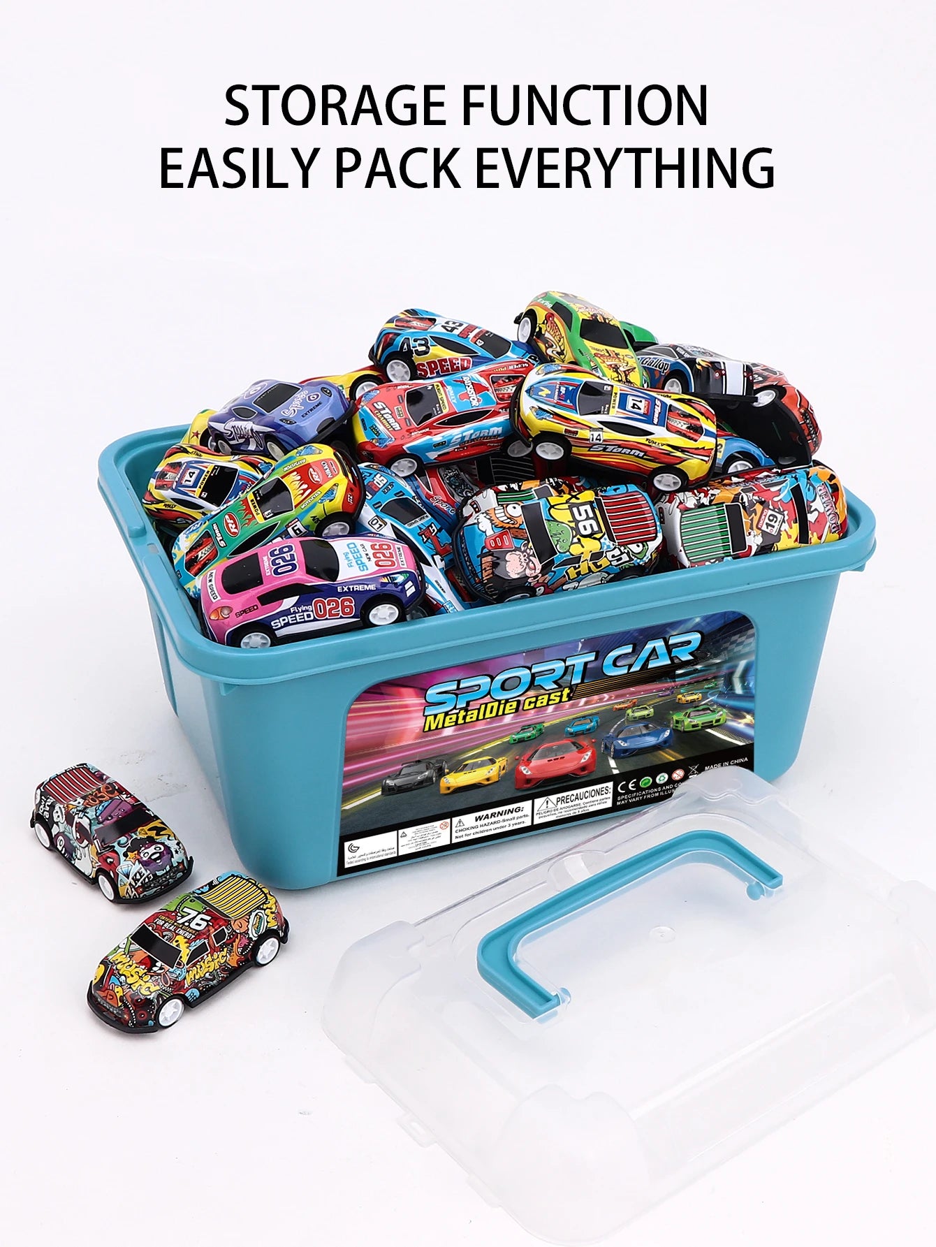 24PCS, 36PCS, 52PC, Car Toy Gift, Friction Return Alloy Racing Children's Car Toy with Storage Box