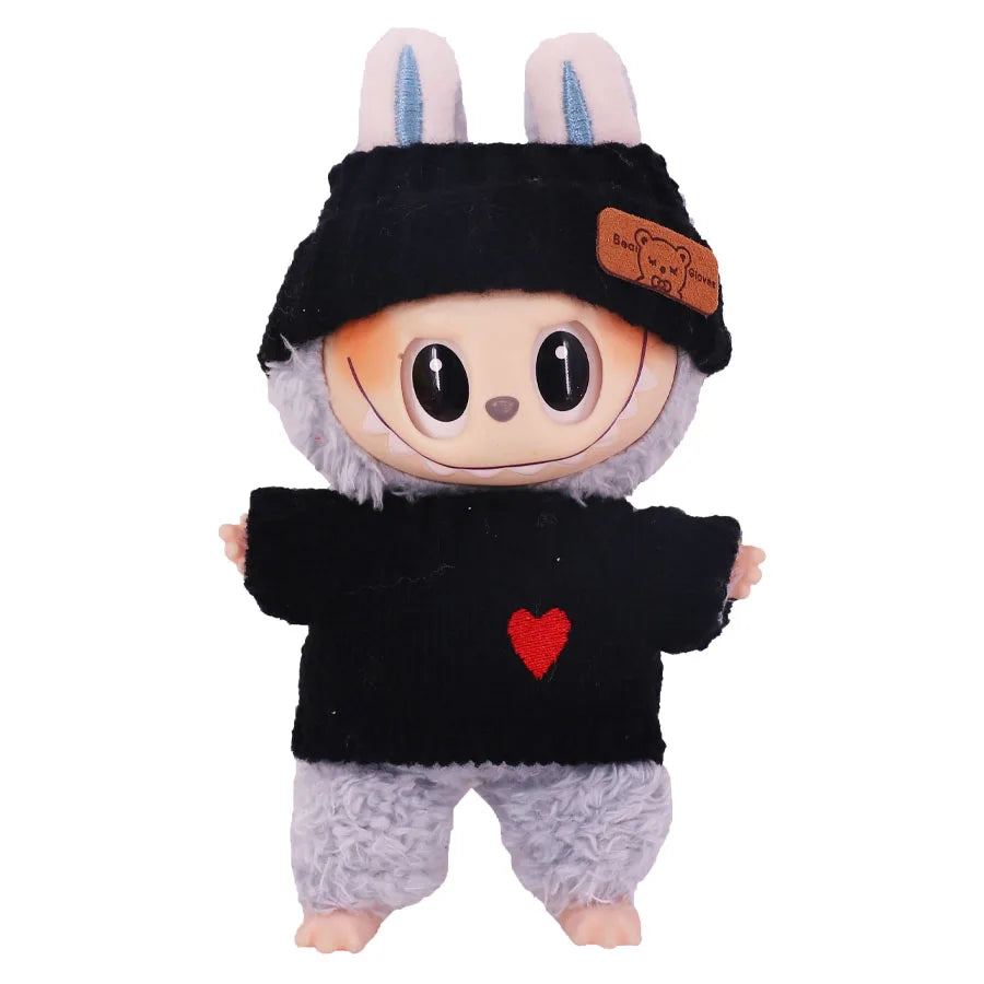 Doll Sweater+Woolen Hat For labubu 17cm Plush Doll Clothes Accessories Girl‘s Toys Birthday And Christmas Gift