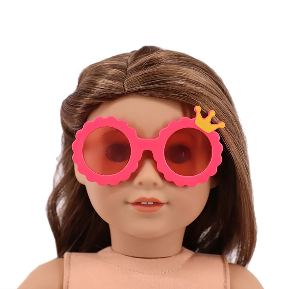 Cute Doll Glasses 18inches Reborn 1/6 Blyth Doll Fashion Flowers Crown Heart Shape Sunglasses DIY Accessories