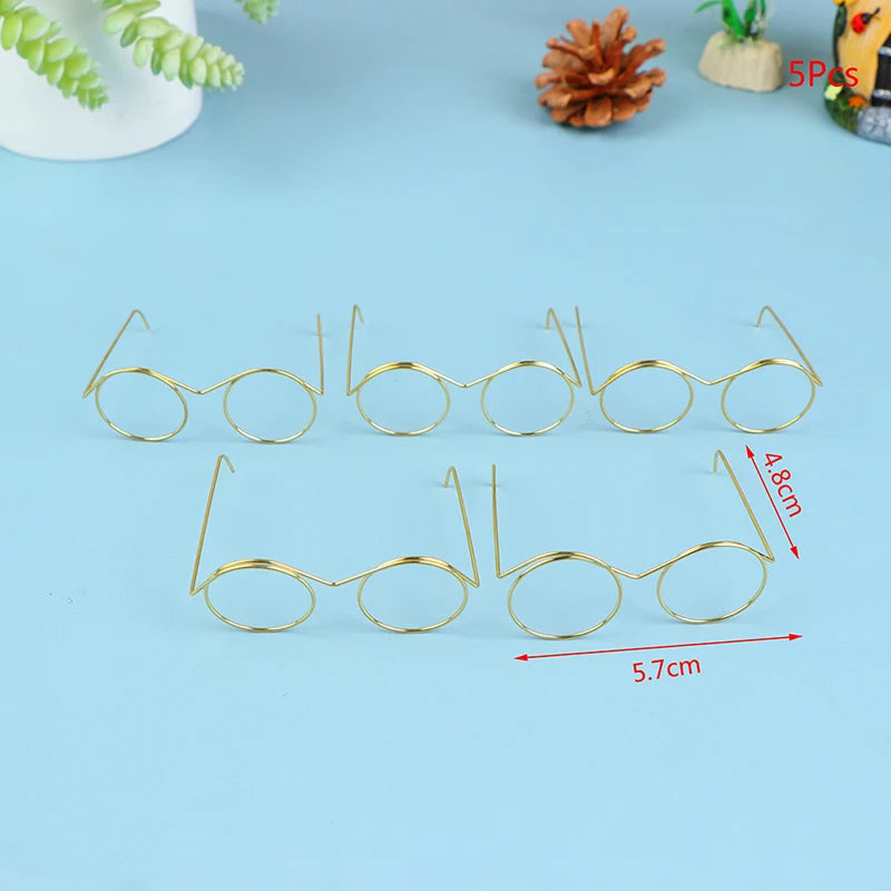 1/2/5/10Pcs Fashion Round Frame Lensless Retro Cool Doll Glasses For Doll 57*48*22mm
