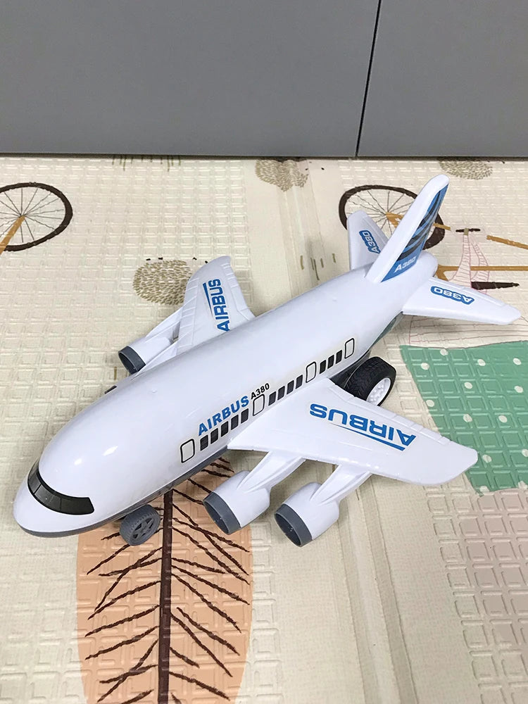 Children's favorite white airplane toy kit, large inertia airplane model, self-assembled, children's Christmas gift
