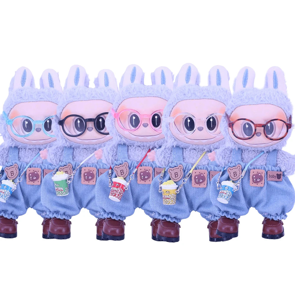 Mini Doll Accessories For Labubu Doll Glasses Mini Cartoon Model Guitar Popcorn Pendant Waist Bag Dollhouse Gift,Girl's Toy