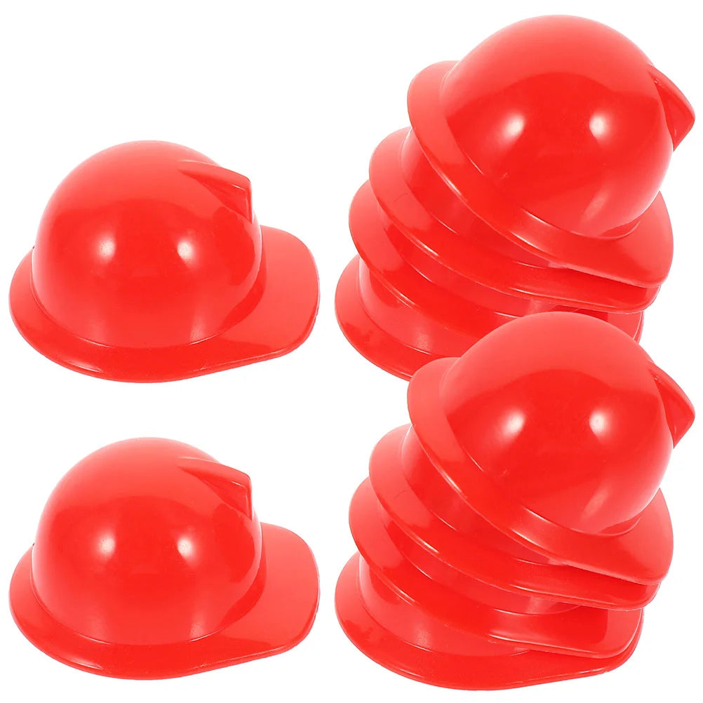 10pcs Mini Construction Hat Safety Decor Plastic Miniature Helmets Accessories Pet Toys Doll Dress Up Play Supplies