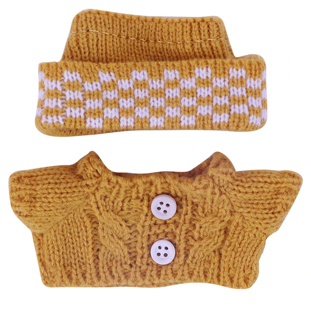 Doll Sweater+Woolen Hat For labubu 17cm Plush Doll Clothes Accessories Girl‘s Toys Birthday And Christmas Gift
