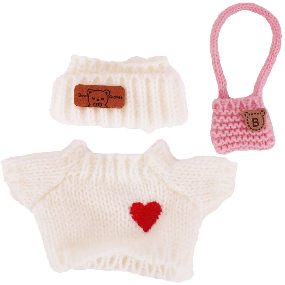 Doll Sweater+Woolen Hat For labubu 17cm Plush Doll Clothes Accessories Girl‘s Toys Birthday And Christmas Gift