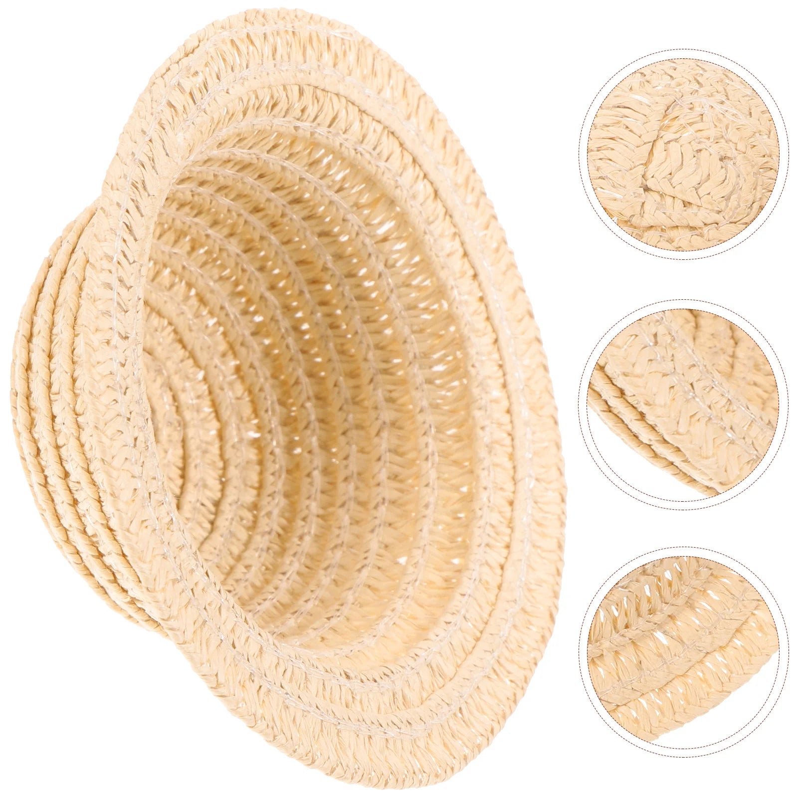 Miniature Straw Decorative Accessory Woven Craft Hat for Dolls Yellow Mini Woven Hat Photo Prop Craft Toy Kids Gift