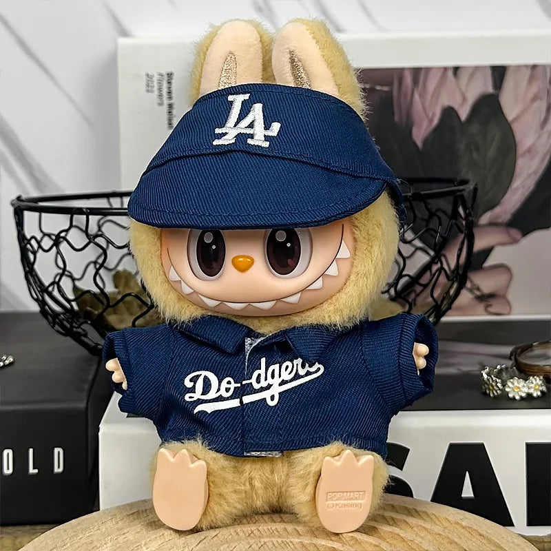 For 17cm Labubu Clothing Set Baseball jersey Catcher gloves Baseball bat Hat V1 V2 V3 Labubu Clothes Doll Accessories Toys