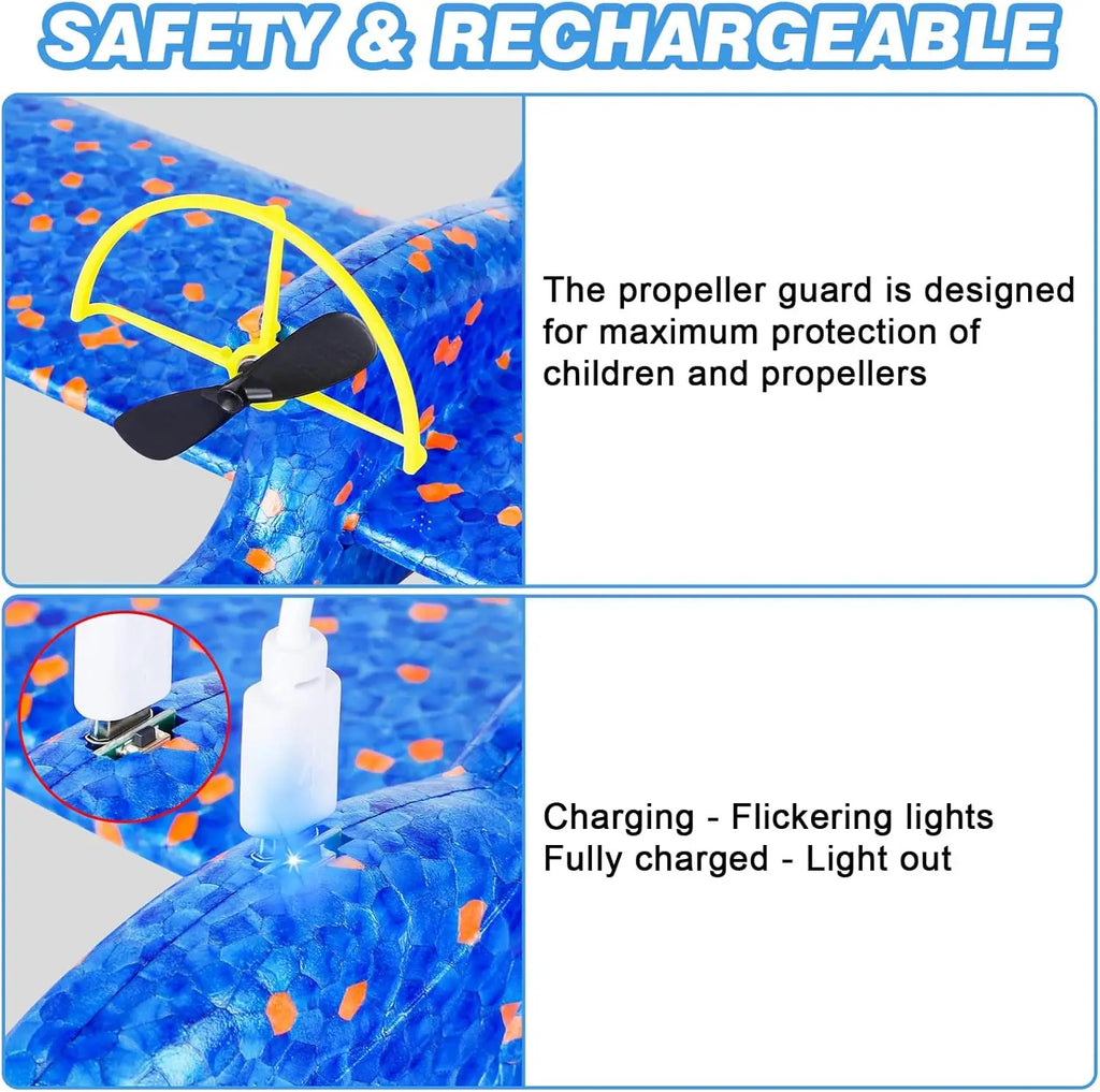 Electric Foam Airplane Toy Hand Throwing Plane Toy for Kids Aircraft Toy with USB Charging Outdoor Flying Toys Birthday Gift