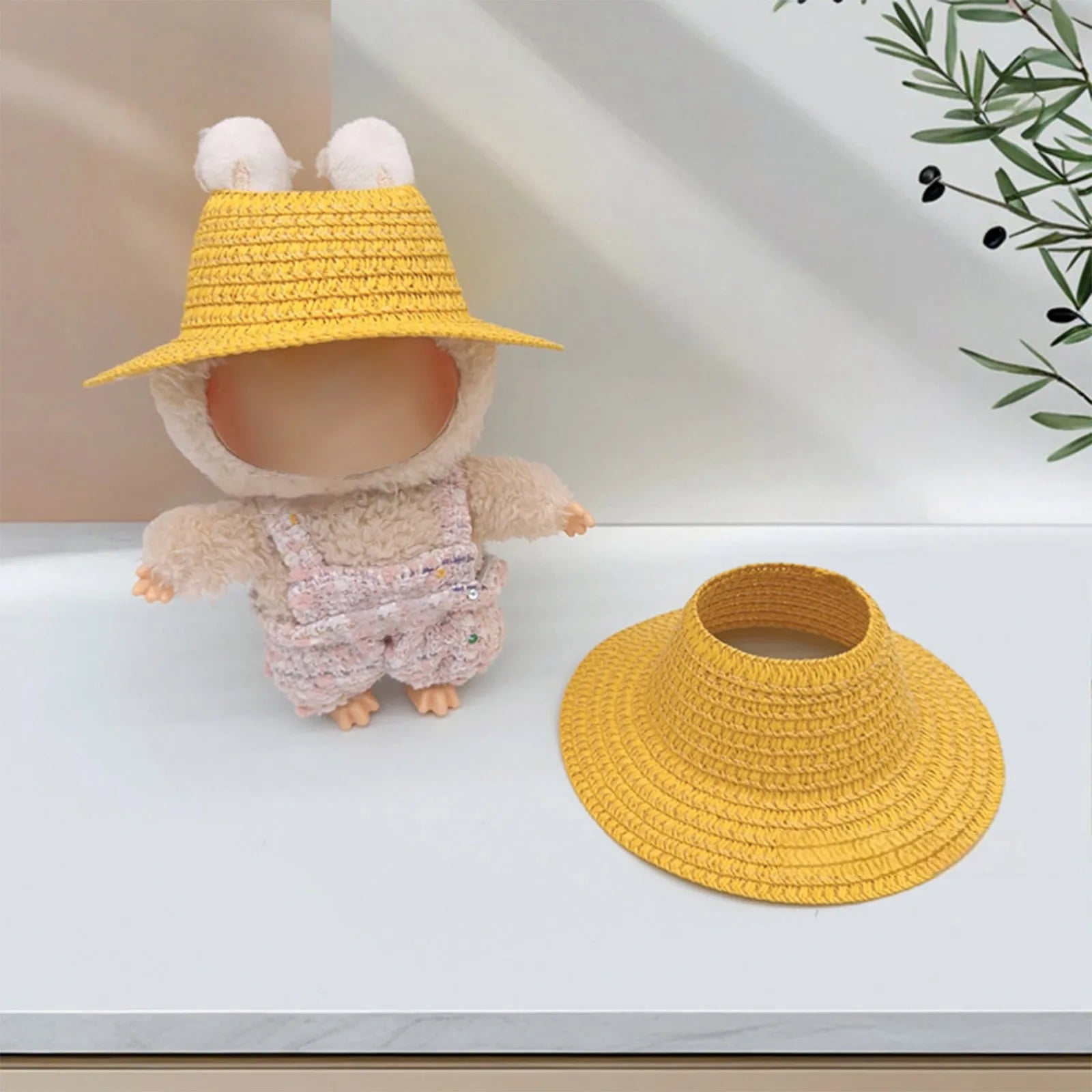 Colored Empty Straw Hat For Ropa Labubu Lovely Little Doll Accessories Cute Hat Decoration