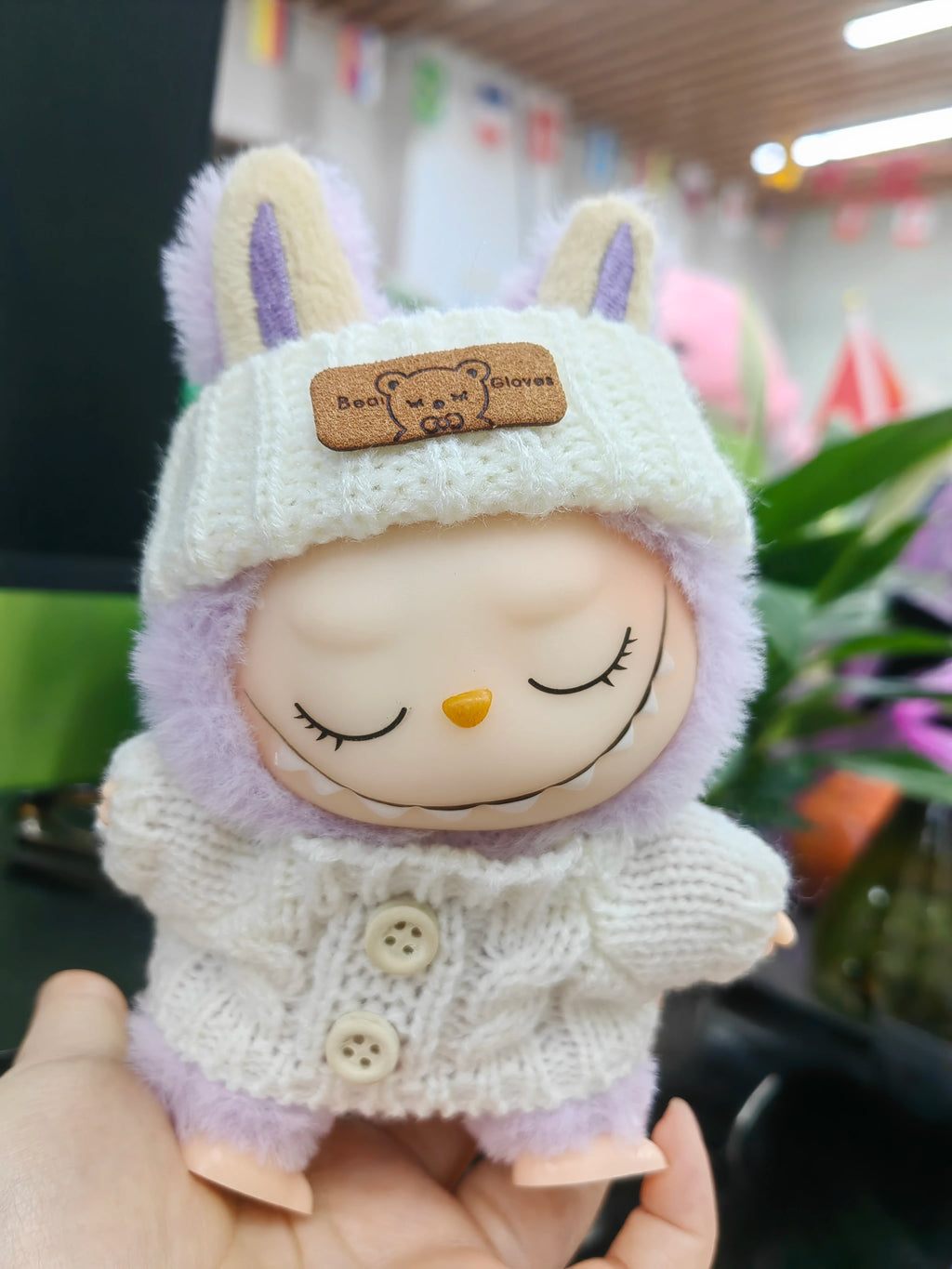 Doll Sweater+Woolen Hat For labubu 17cm Plush Doll Clothes Accessories Girl‘s Toys Birthday And Christmas Gift