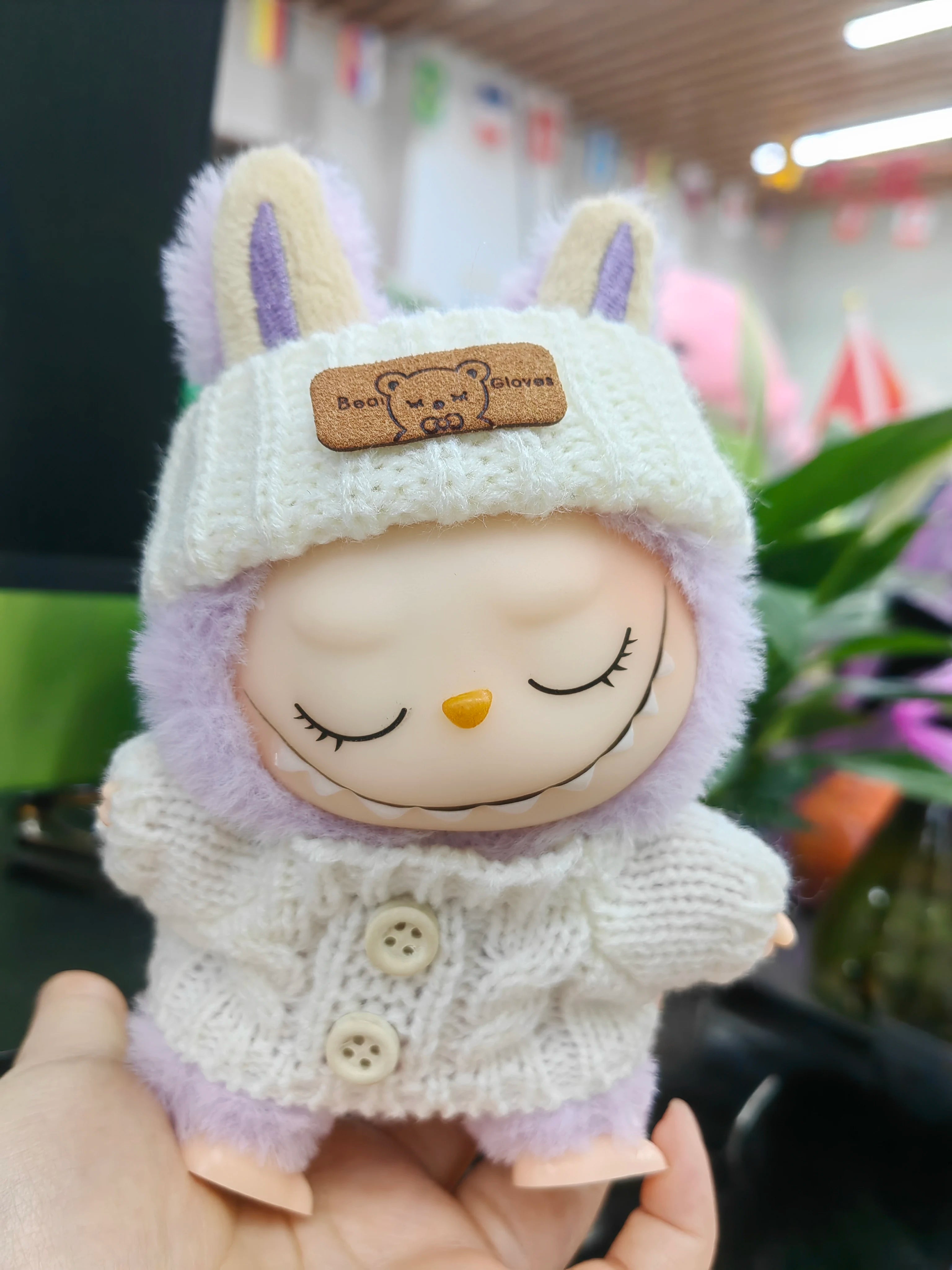 Doll Sweater+Woolen Hat For labubu 17cm Plush Doll Clothes Accessories Girl‘s Toys Birthday And Christmas Gift