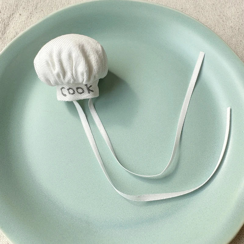 For 10CM Plush Doll Chef Hat Cute Mini Doll Hats DIY Dolls Decoration Accessories Dollhouse Scene Ornament Pretend Play Toys