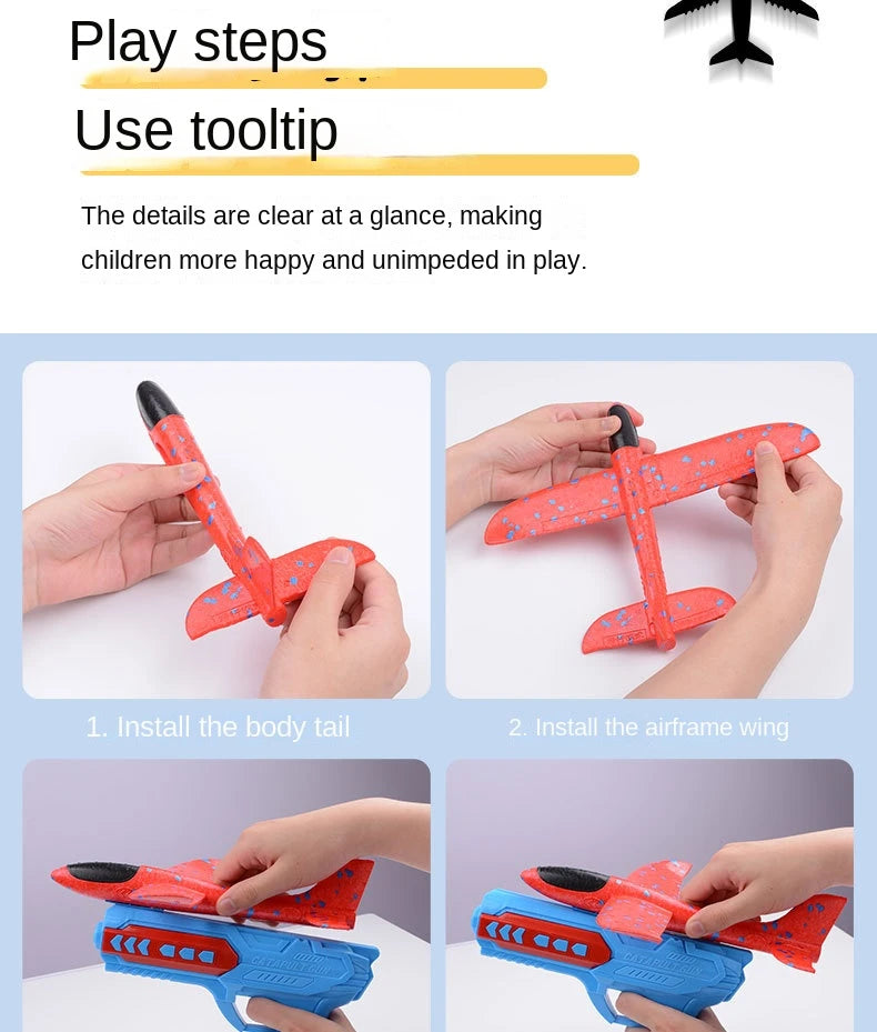 Children's Ejection Aircraft Toys Foam Aircraft Glider Parent-child Outdoor Games Toys Children's Gifts Foam Shooting Flying Toy