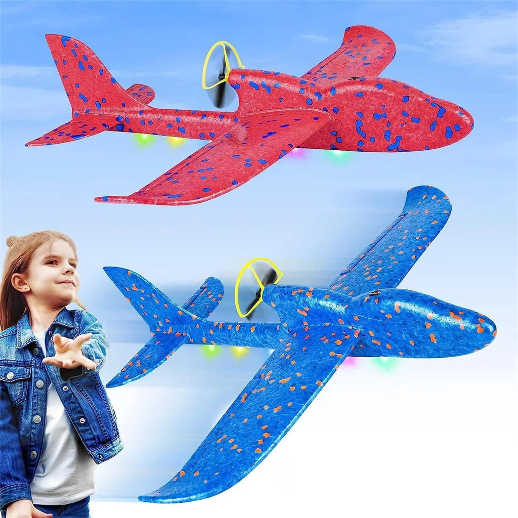 Electric Foam Airplane Toy Hand Throwing Plane Toy for Kids Aircraft Toy with USB Charging Outdoor Flying Toys Birthday Gift