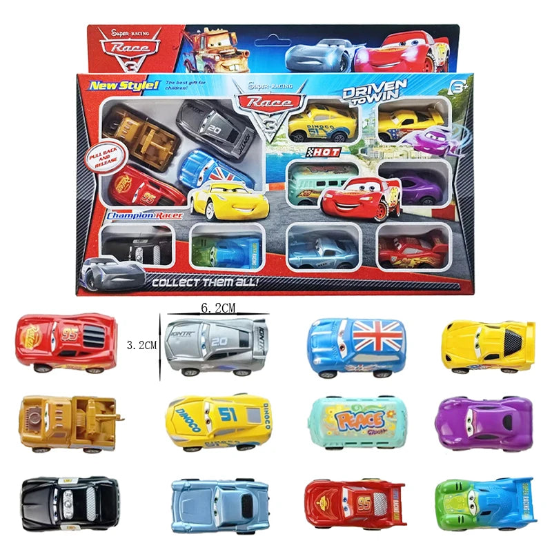 Mini 12 pcs Disney Pixar Cars 3 Piston Cup Rebound Car  Collection Lightning McQueen Jackson Storm PVC Car Model Toy for childre