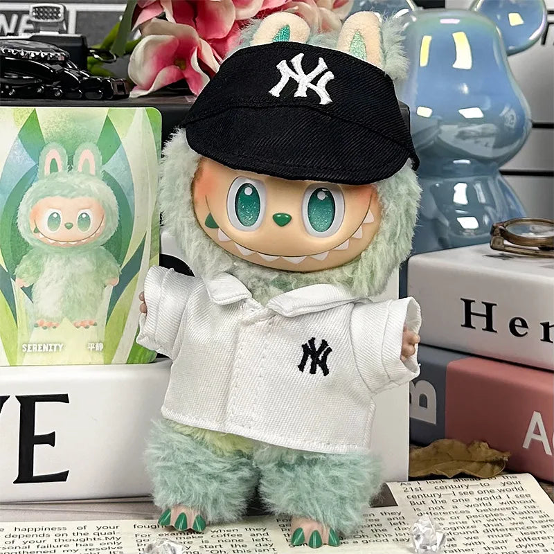 For 17cm Labubu Clothing Set Baseball jersey Catcher gloves Baseball bat Hat V1 V2 V3 Labubu Clothes Doll Accessories Toys