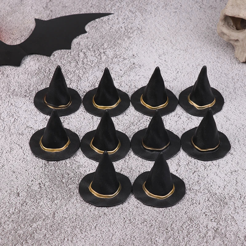 6/10Pcs Doll Felt Cloth Tiny Hats Ornament Cover Miniature Witch Hat Small Hats For Cake Decor Halloween Decoration Toy