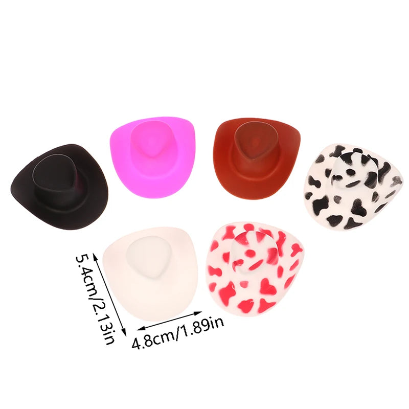 10Pcs Miniature Plastic Doll Hat Western Cowboy Hat Cowgirl Hat For Dolls Decoration Accessories