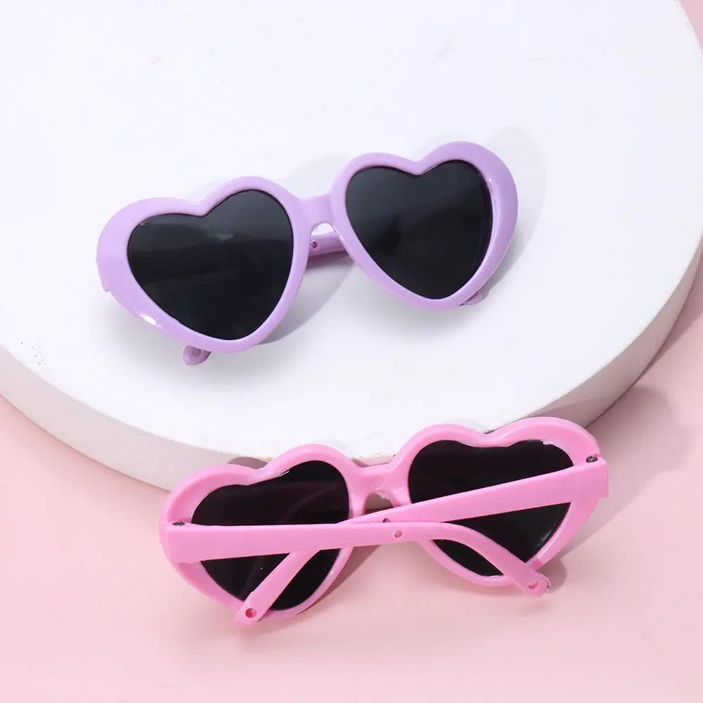 Heart Miniature Sunglasses Candy Color Frame Doll Glasses Toys Eyewear Doll Eyes Clothes Accessories For 60CM Dolls Dress Up