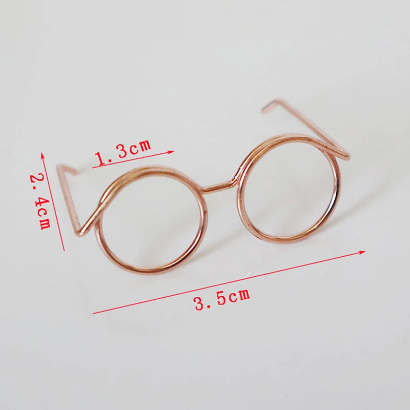 1/2/5/10Pcs Fashion Round Frame Lensless Retro Cool Doll Glasses For Doll 57*48*22mm
