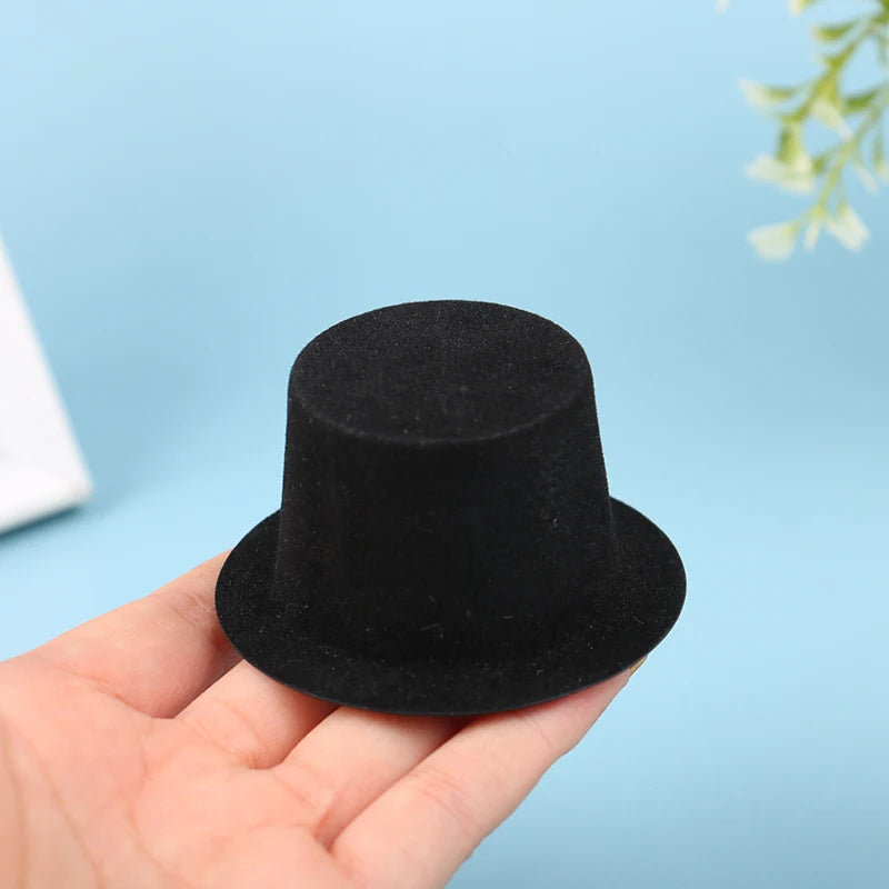 10Pc 1:12 Dollhouse Miniature Simulation Black Flocked Hat Model DIY Dolls Accessories Kids Toys