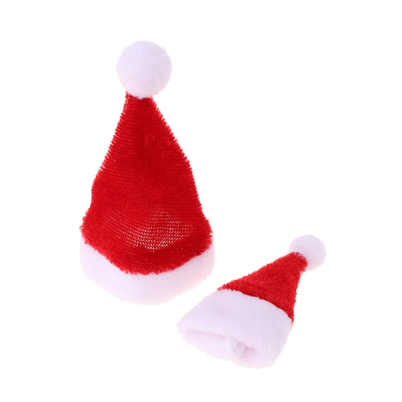 2Pcs Dollhouse Miniature Christmas Santa Claus Hat Doll Accessories Red Hat Xmas Home Decor Xmas Hat for Children Xmas Gift