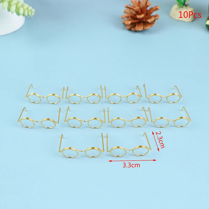 1/2/5/10Pcs Fashion Round Frame Lensless Retro Cool Doll Glasses For Doll 57*48*22mm