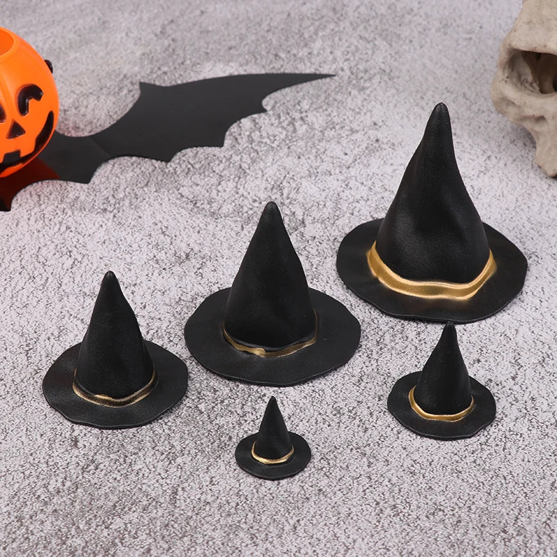 6/10Pcs Doll Felt Cloth Tiny Hats Ornament Cover Miniature Witch Hat Small Hats For Cake Decor Halloween Decoration Toy