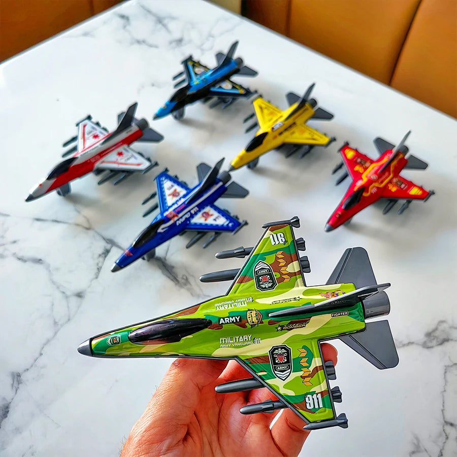 6 glider toy sets, mini semi metal planes, suitable for children's airplane models, party giveaways, Halloween, Christmas gifts