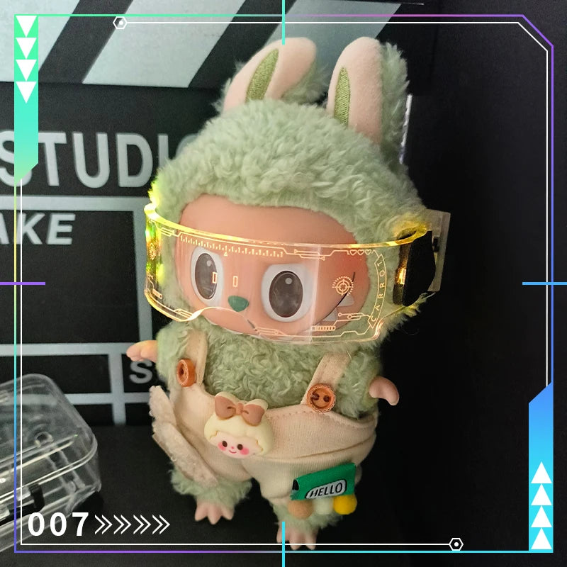 For Labubu Glasses Doll Accessories Doll Accessories Cool Luminous Future Technology Glasses Mini Edition Handsome Doll clothes