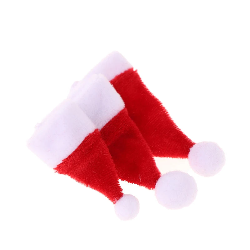 2Pcs Dollhouse Miniature Christmas Santa Claus Hat Doll Accessories Red Hat Xmas Home Decor Xmas Hat for Children Xmas Gift