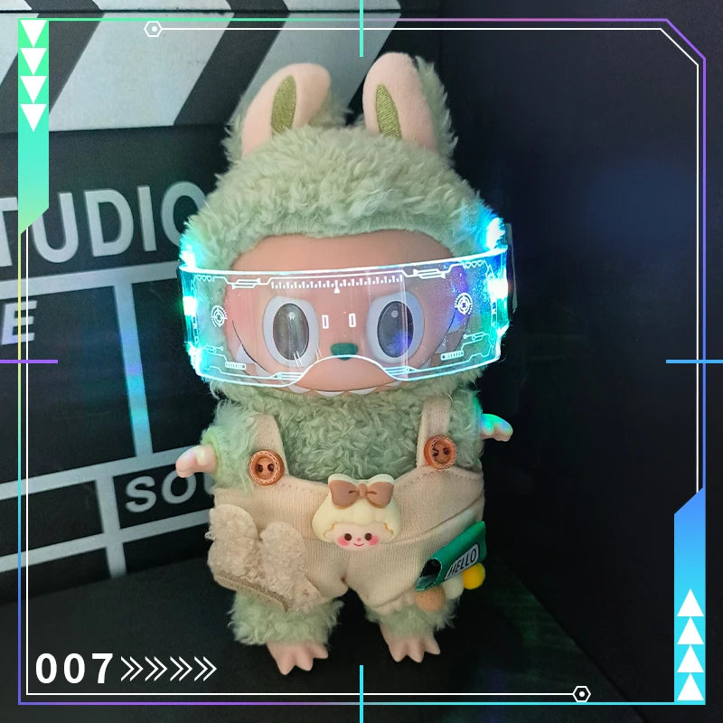 For Labubu Glasses Doll Accessories Doll Accessories Cool Luminous Future Technology Glasses Mini Edition Handsome Doll clothes