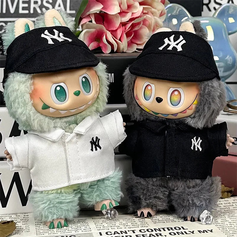For 17cm Labubu Clothing Set Baseball jersey Catcher gloves Baseball bat Hat V1 V2 V3 Labubu Clothes Doll Accessories Toys