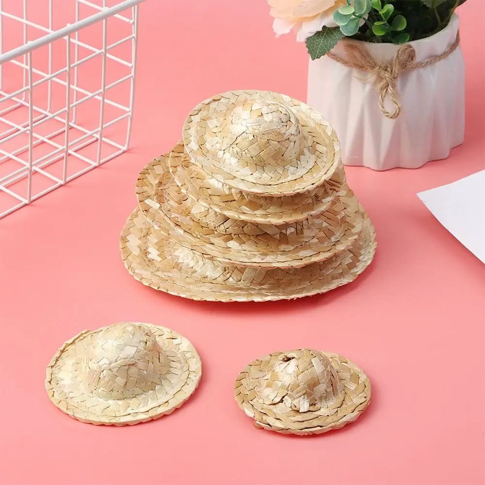 Woven Straw Hat DIY Decoration Doll Caps Multiple Sizes Crafts Cute Toys Doll Accessories