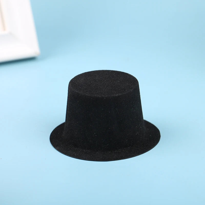 10Pc 1:12 Dollhouse Miniature Simulation Black Flocked Hat Model DIY Dolls Accessories Kids Toys