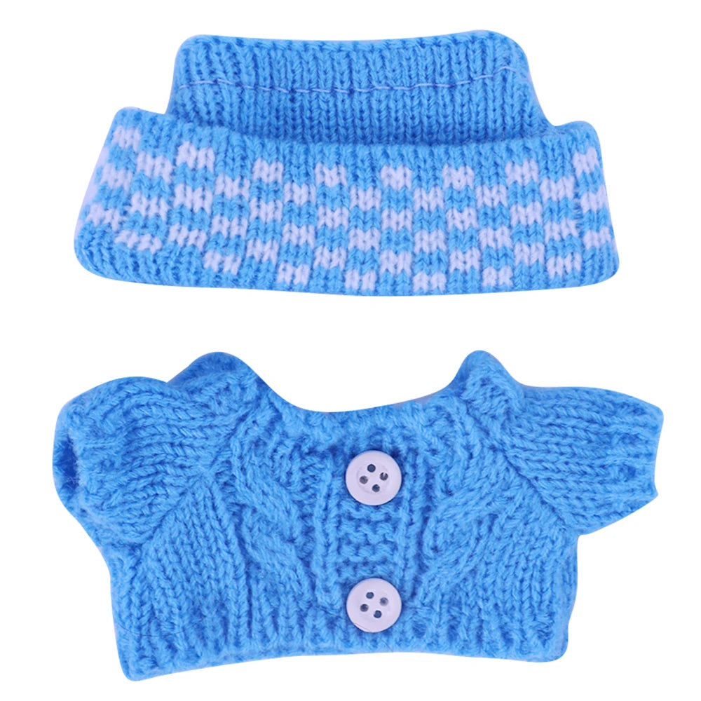 Doll Sweater+Woolen Hat For labubu 17cm Plush Doll Clothes Accessories Girl‘s Toys Birthday And Christmas Gift