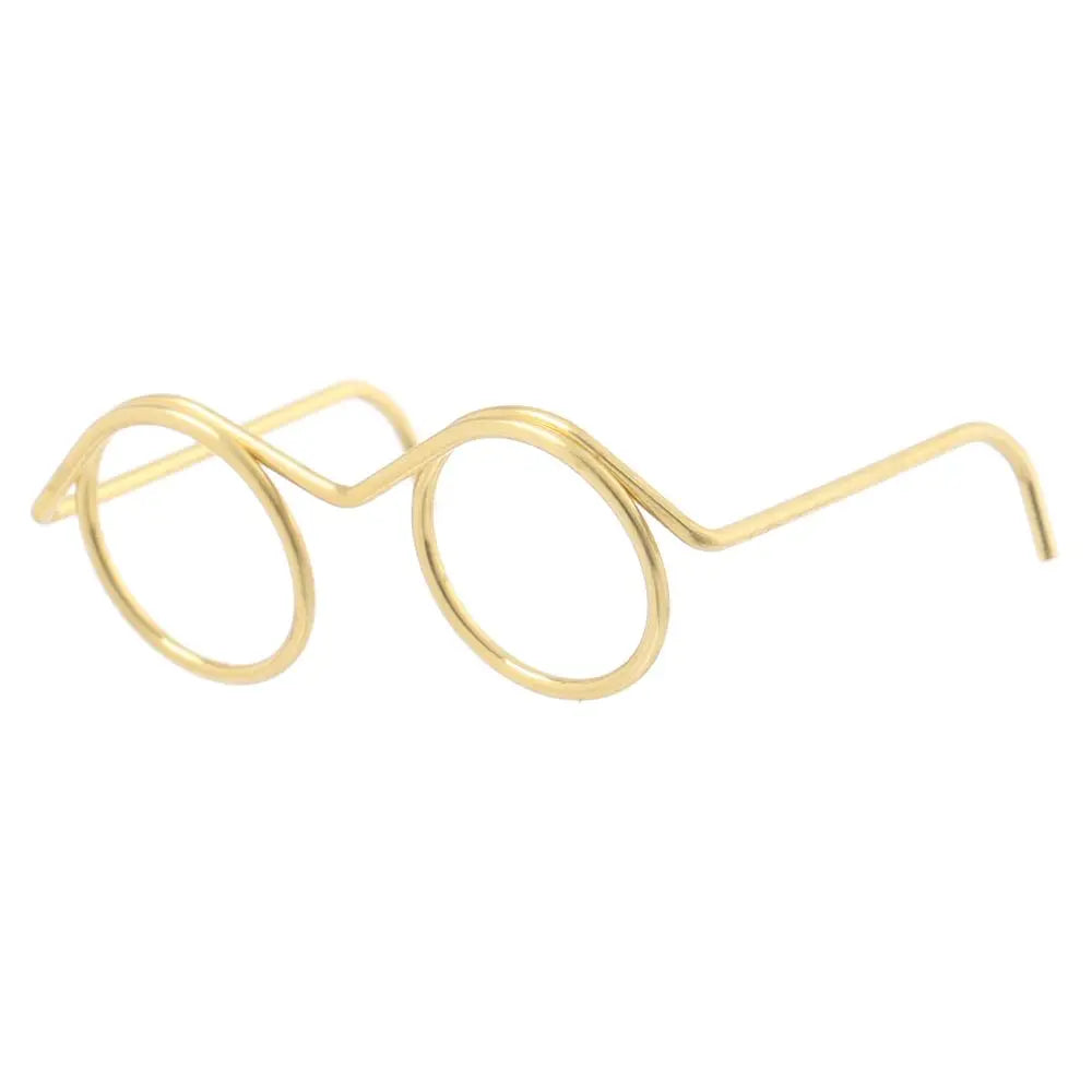 10PCS Cute Gold Round Frame Lensless Retro Doll Glasses For Doll Fashion Doll Accessories