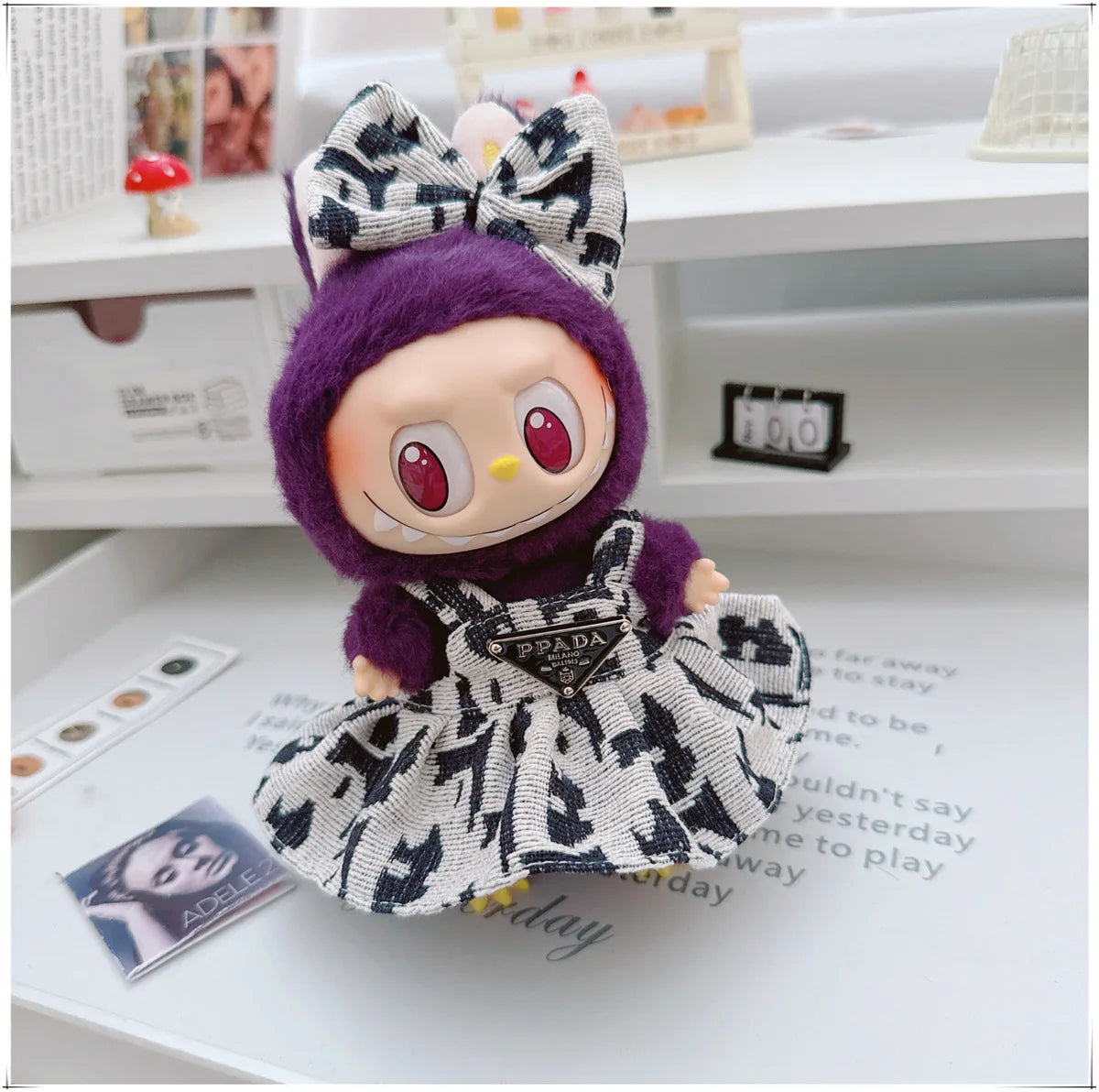 For 17cm Labubu Doll Clothes V1 V2 Doll Clothing Accessories Hat Overall Dress Shoes Bag Doll Accessories Sitting Party Game Toy