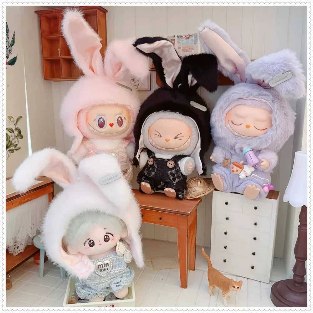 Cute Cotton Doll Rabbit Ears Hat for 10/15/17cm Star Body Doll Plush Hat Dress Up Accessories DIY Toy