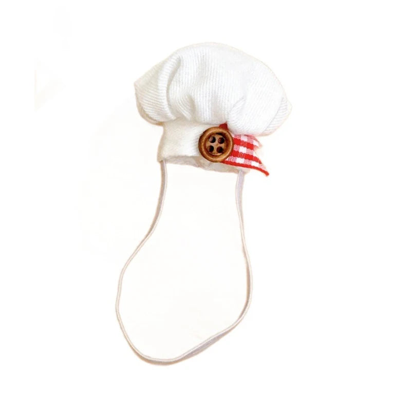 For 10CM Plush Doll Chef Hat Cute Mini Doll Hats DIY Dolls Decoration Accessories Dollhouse Scene Ornament Pretend Play Toys