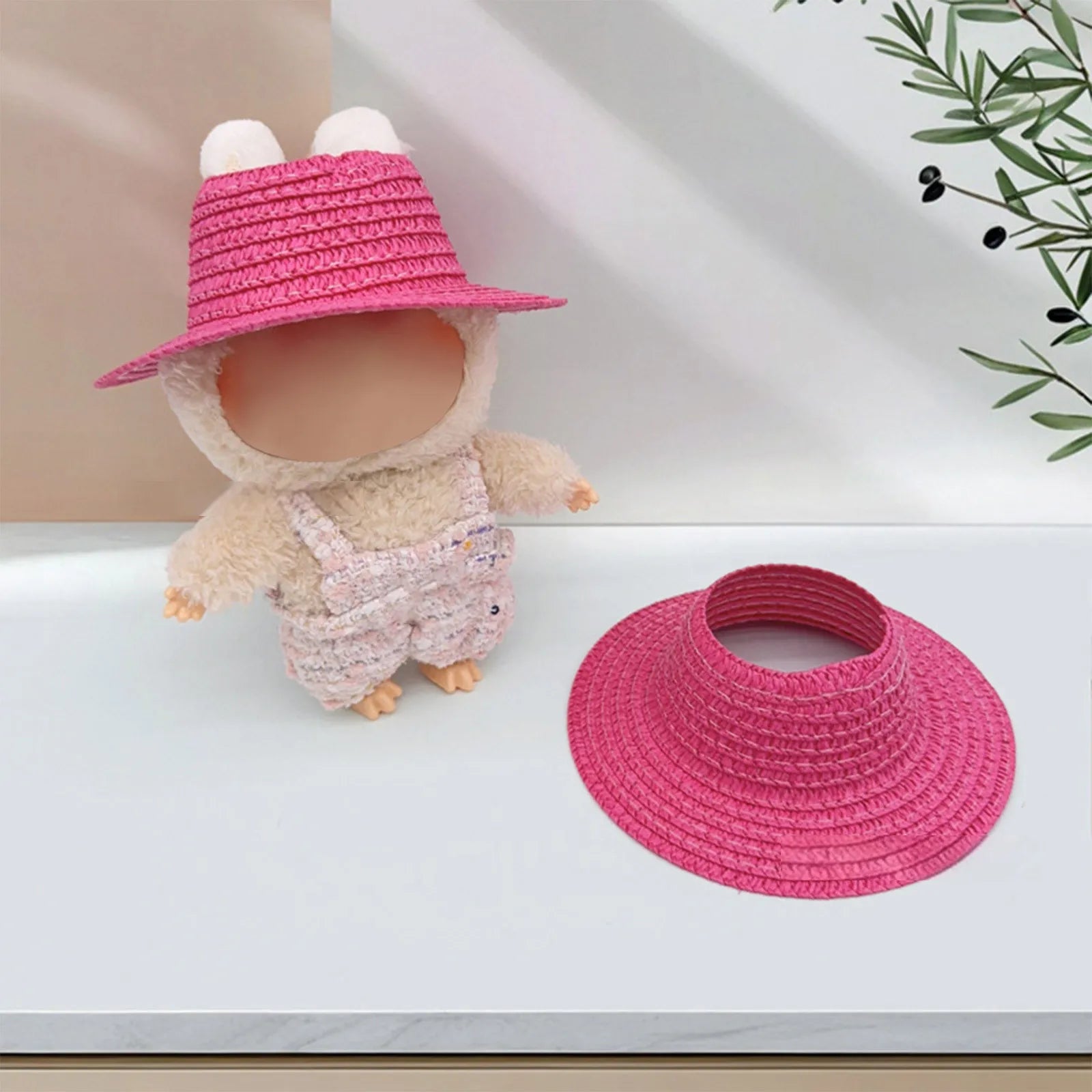 Colored Empty Straw Hat For Ropa Labubu Lovely Little Doll Accessories Cute Hat Decoration