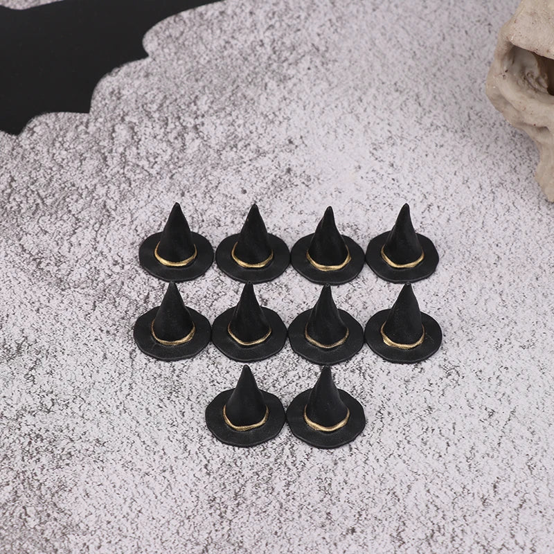 6/10Pcs Doll Felt Cloth Tiny Hats Ornament Cover Miniature Witch Hat Small Hats For Cake Decor Halloween Decoration Toy