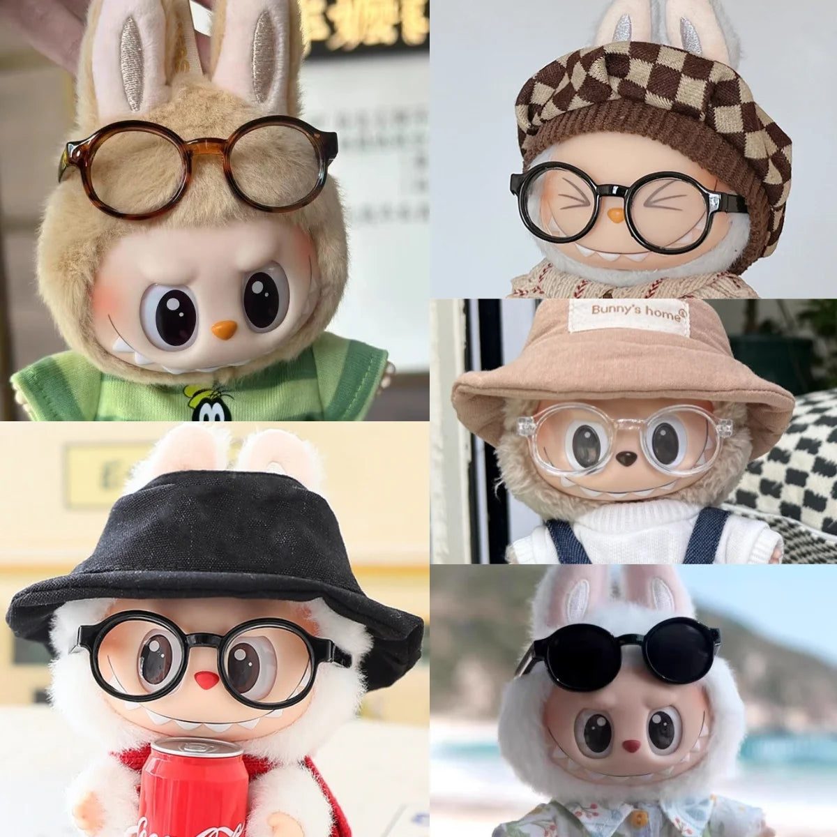 6.5cm Glasses for Labubu Accessories Transparent Plastic Glasses for Labubu Dolls Plush Doll for DIY Toys Doll Glasses Accessory
