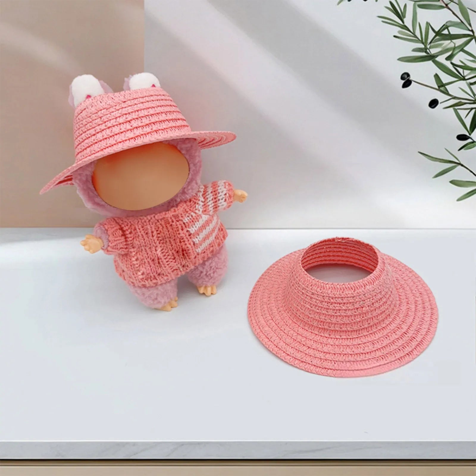 Colored Empty Straw Hat For Ropa Labubu Lovely Little Doll Accessories Cute Hat Decoration