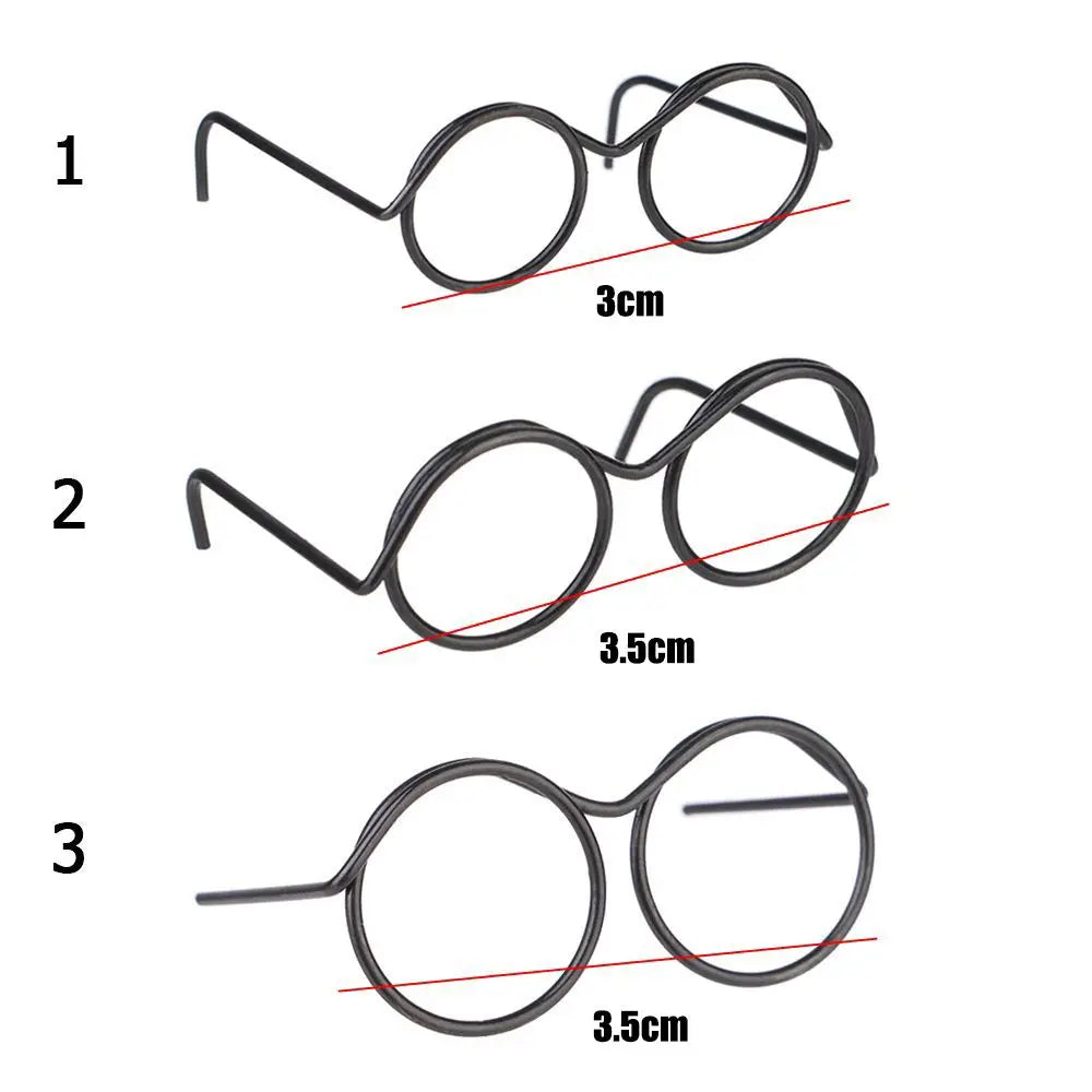 5PCS Round Glasses Frame Dolls Cute Retro Alloy Mini Black Lensless Eyewear Fashion Baby Kids Toys Doll Dressing Accessories