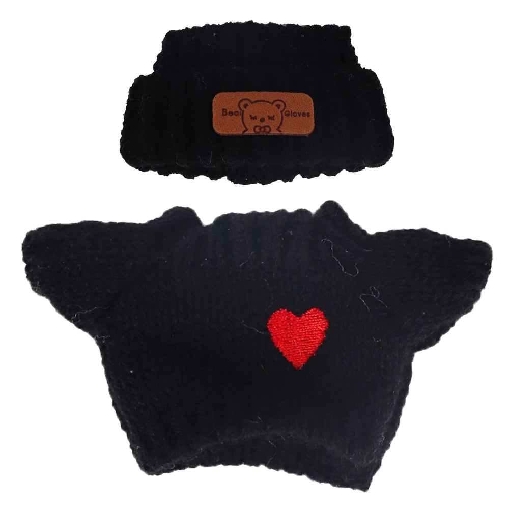 Doll Sweater+Woolen Hat For labubu 17cm Plush Doll Clothes Accessories Girl‘s Toys Birthday And Christmas Gift